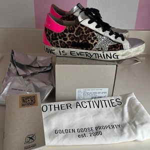 Golden Goose Sneaker Superstar Brown Beige Leopard Silver Pink Love 37 7